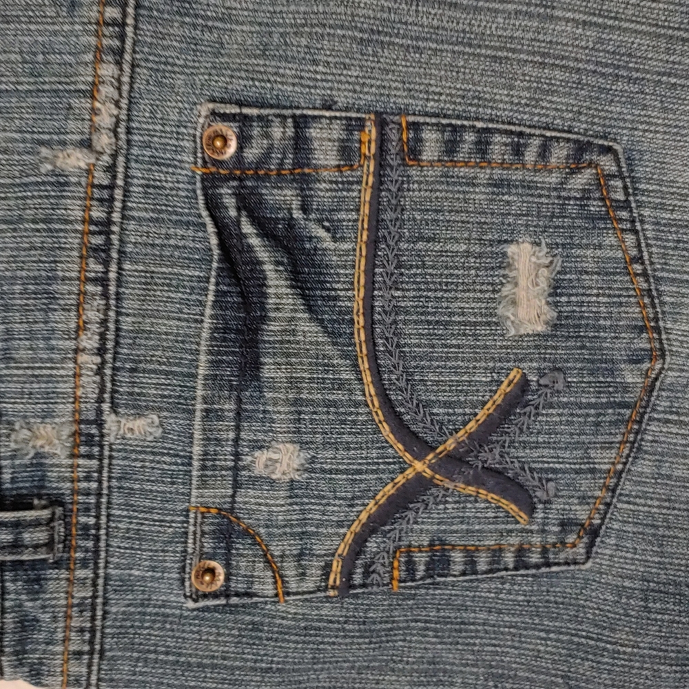 Women’s Denim Shorts in Blue - Casual Distressed Cutoff - Picture 6 of 10